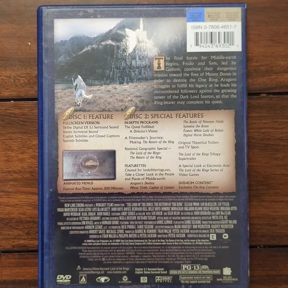The Lord of the Rings The Return of the King Fullscreen DVD - Picture 3 of 6